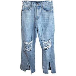Momokrom Dolls Kill Slashed Knee Split Hem Hi Rise Denim Jeans Distressed Us 6